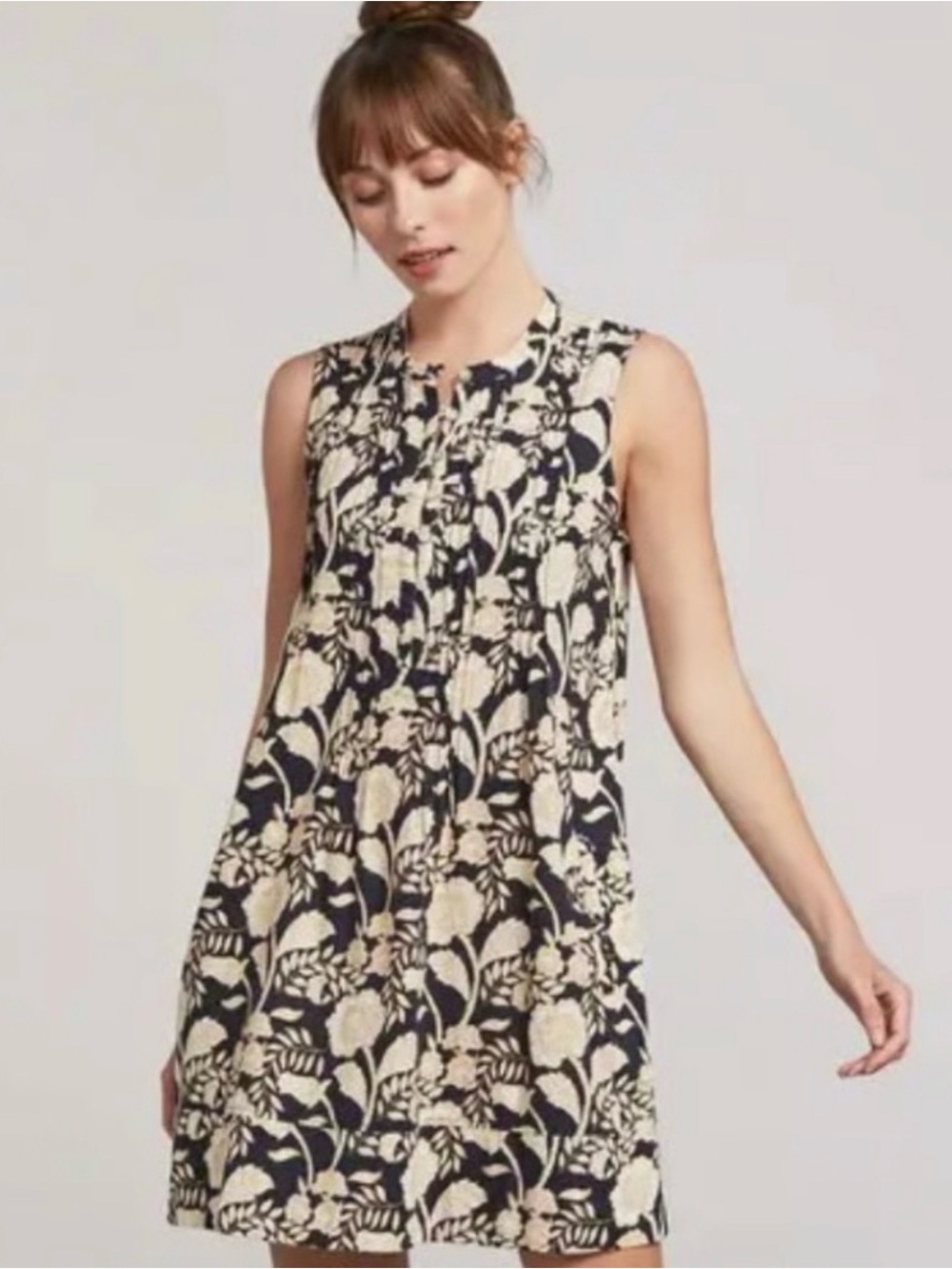 Faherty NWT Isha Sleeveless Swing Dress Avignon Navy Floral Print Size Women’s L